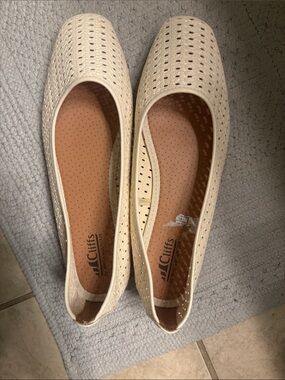 Cliffs by WHITE MOUNTAIN Cream Perforated Slip-On Flats